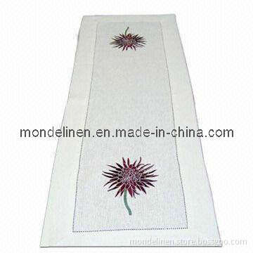 Hemstitch Table Runner with Floral Printing (TR-002)